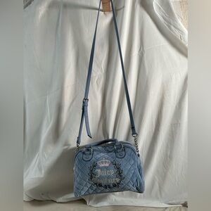 Juicy Couture Royal Moment Bowler Bag Slate Blue Quilted Shoulder Purse